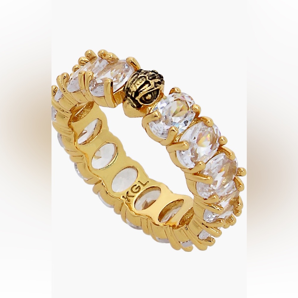 Kurt Geiger Gold and Clear Crystal Ring